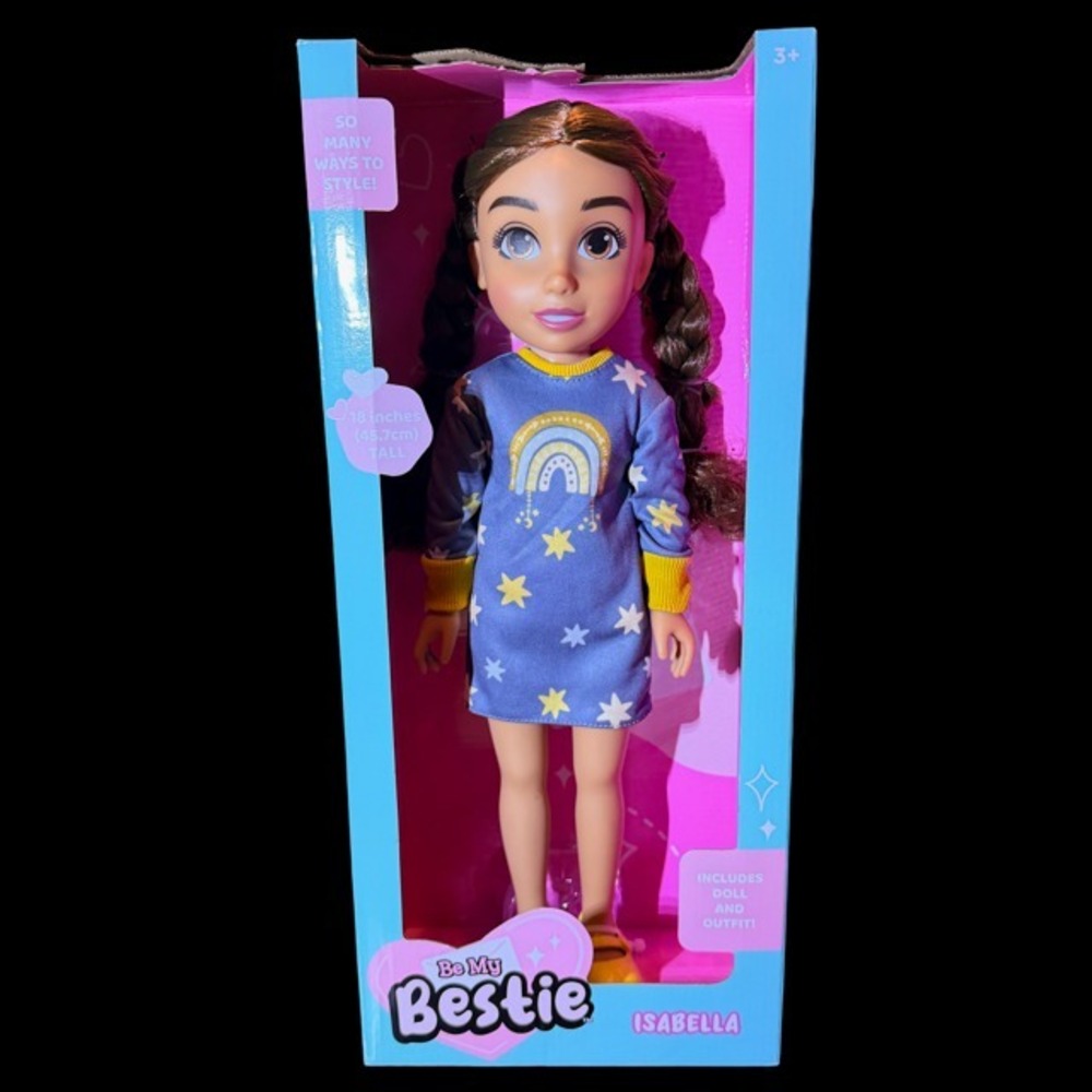 Be My Bestie Isabella 18" Girl Doll Brown Wavy Hair Removable Clothes in Box